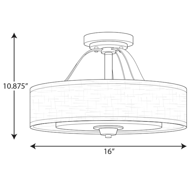 Kene Collection Brushed Nickel Two-Light Semi-Flush Convertible